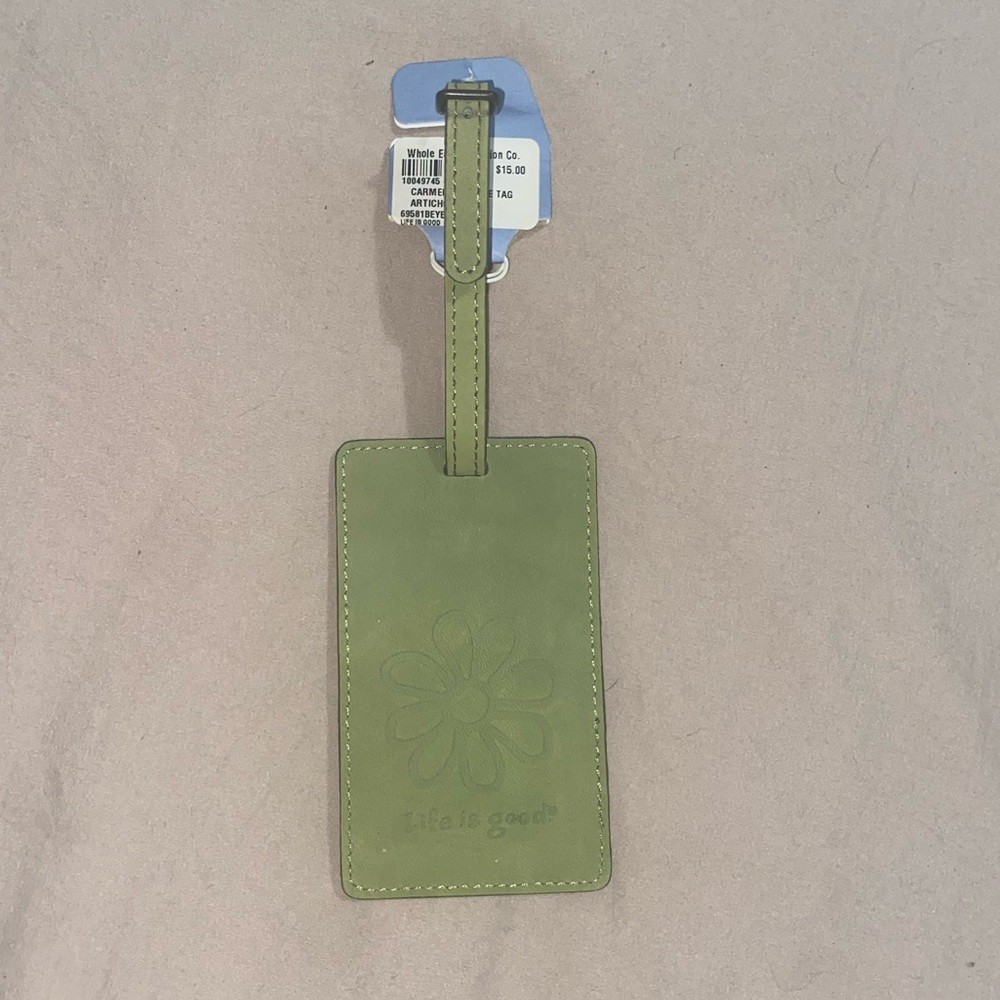 Life is good sage luggage tag